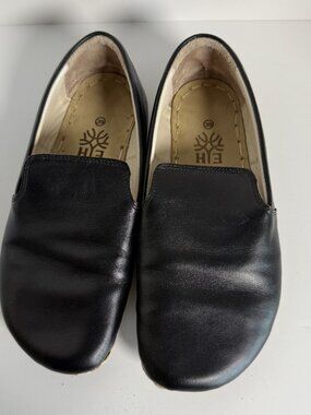 Earthing Harmony Black Flat Leather Slip Ons Grounding Barefoot Shoes Sz 39